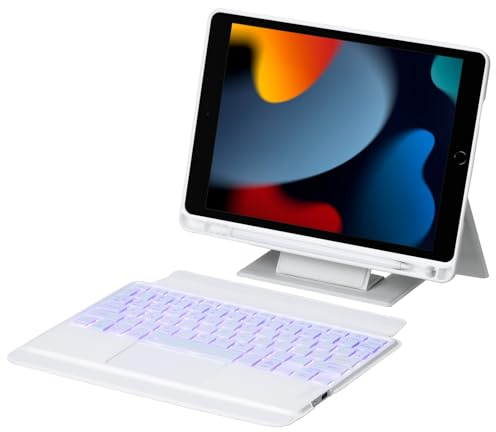 FIABANO Funda tipo libro con teclado Bluetooth inalámbrico para iPad Pro (10.5 pulgadas) / iPad Air de 10.5 pulgadas (3ª generación), teclado retroiluminado extraíble, mouse TrackPad, soporte