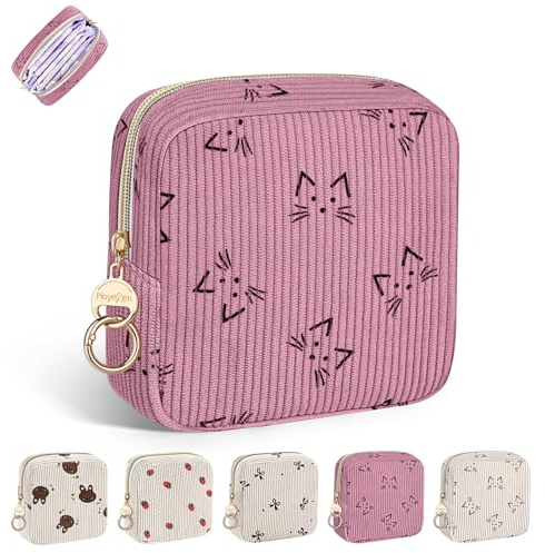 Tampon Aufbewahrung Binden Hygienebeutel für Damenbinden Aufbewahrungstasche Tasche für Unterwegs mit Reißverschluss Organizer Stilleinlagen Damen Tampons BindenDamen Geschenke für Mädchen(Rosa)