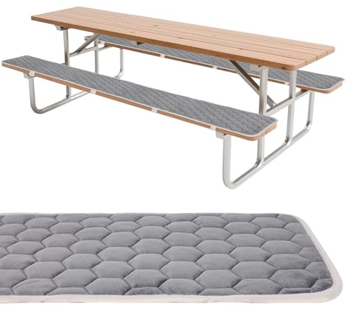 OUGPIU Coussins pour Bancs De Jardin,2PCS 220x25cm Coussins pour Banc de Bière,1cm d'épaisseur,avec Bandes élastiques,Coussin de Banc Exterieur Intérieur Antidérapant Doux Lavable