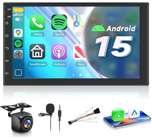【8 Cœurs 6+128G】 Hodozzy Carplay 2 Din Android Autoradio avec GPS Écran Tactile de 7 Pouces, Poste Radio Voiture Bluetooth avec Android Auto/DSP/WiFi/RDS/FM/USB+Caméra de Recul