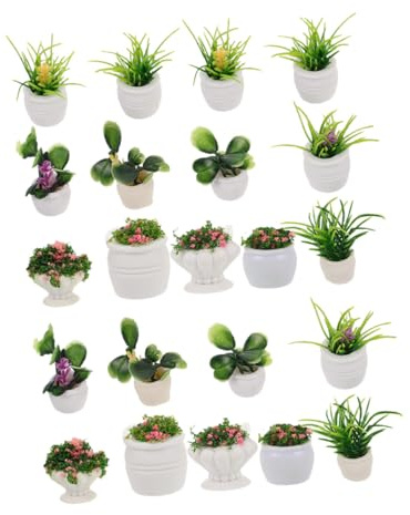 BESPORTBLE 22 Pièces Miniature Dollhouse Plants Set Mini Bonsai Micro Landscape Fake Small Plants for Dollhouse DIY Projects Natural Look No Maintenance Compact Versatile Styles Accessories
