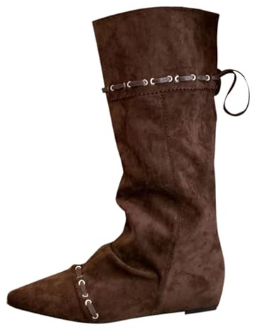 Chaussures printanières pour femme - Bottes pliantes super douces et empilables pour femme - Bottes en jean western pliables pour deux personnes - Noir - Durable, marron, 36 EU