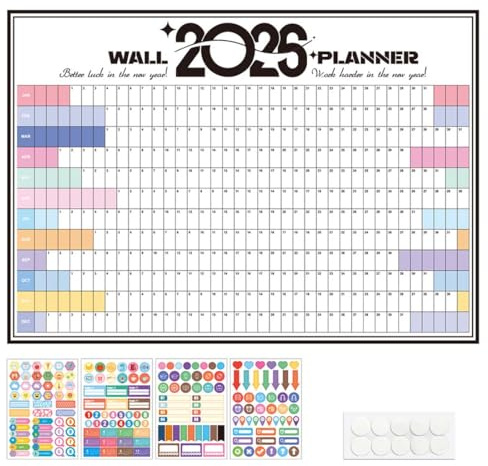 LACHT Calendrier Mural 2026-74 X 53 Cm - Livré Avec 4 Autocollants Pour L'Étiquetage, 1 Autocollant Double Face - Édition De Rêve