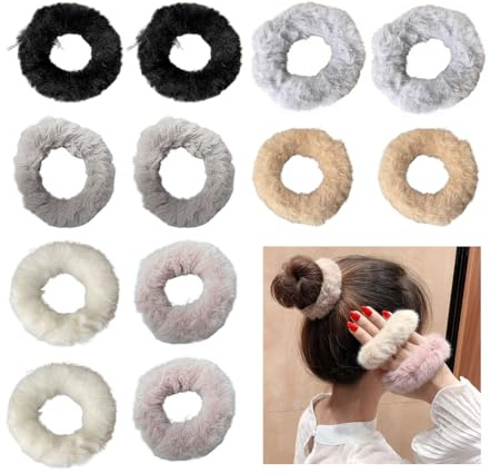 12 stycken hårsnoddar scrunchies för kvinnor hår hår plysch hårsmycken höst vinter liten storlek elastisk tjocka band hårklämma