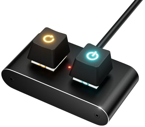 Tosuny PC Power Button with 2M Cable, External Power Reset Switch for Desktop Computer Motherboard, Mechanical Key Switch, RGB Light, Easy Installation for Custom PC Case