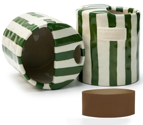 KOIMYSA Ceramic Travel Coffee Mug with Straw Hole 12oz, Espresso Cups