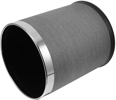 SOIMISS Cubo de Basura Redondo 10L Piel Gris Doble Capa Contenedor de Residuos para Baño Cocina Uso Doméstico y Comercial Interior Antideslizante