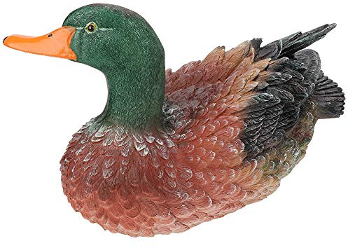 Decorazione Anatra in Resina Realistica, Statua Animale da Giardino 29x14.5x16cm - Impermeabile e Colorata per Cortile, Parco e Paesaggio Esterno