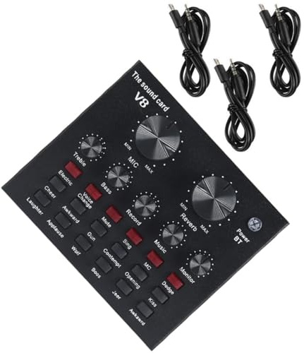 HIAKDOFT Carte Son Externe pour Diffusion en Direct Table de Mixage Musicale Réglable, Changeur de Voix Intégré, 10 Effets Sonores, Compatible Streaming et Enregistrement Podcast – Kit