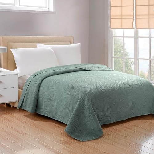 IlGruppone Copriletto Trapuntato Matrimoniale Stone Washed 250x250 cm in Microfibra Anallergica 120 gr/mq Trapuntino Leggero Primaverile Estivo Morbido e Resistente (Salvia - Stone Washed)