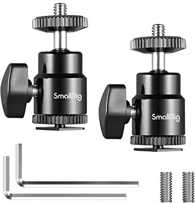 SMALLRIG Ball Head Mount (2 Pack) with Cold Shoe Adapter for Light Stand DSLR Camera Tripod- 2059