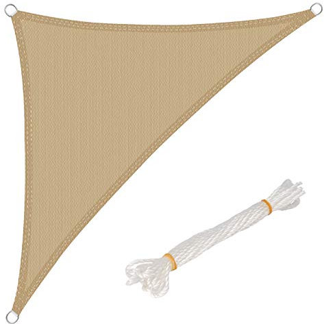 WOLTU Sun Shade Sail 5x5x7 m Right Angle Breathable HDPE Sail Shade UV Block with Free Rope Sunscreen Awning Canopy for Outdoor Garden Patio Yard Party,Sand