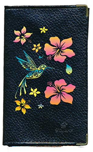 Syl'la Fleur - Funda de piel con tarjetero para coche, con permiso de conducir, color negro, Colibrí naranja, 0, Casual
