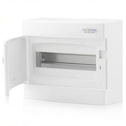 Intratec Sicherungskasten Aufputz 1 reihig – IP40 Verteilerkasten Aufputz Gehäuse für 12 Module mit transparenter Tür für einfache Installation Zuhause & Gewerbe – 236 x 287 x 112 mm