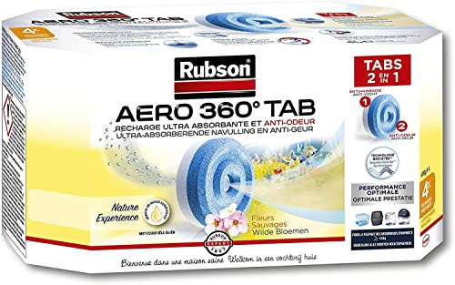 Rubson – AERO 360° Recharges en tabs parfum lavande relaxante, recharges pour absorbeur d'humidité, ultra absorbantes et anti odeurs, 4 x 450 g