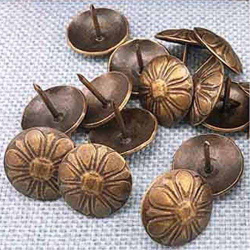 OZXNO Dekorative Nägel in Antik-Bronze, Gänseblümchen, 24 Stück, Polsternägel, runder Kopf, Möbel-Daumen-Pinnnadeln für Sofa, Korktafel, Nachrichtenbrett, Fotowände, 19 mm Durchmesser