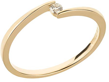 Ardeo Aurum Damenring aus 375 Gold Gelbgold mit 0,05 ct Diamanten Brillant Spannfassung Verlobungsring Gr. 52