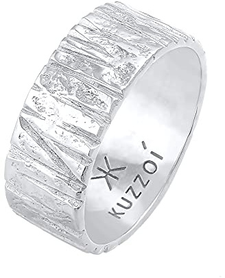 Kuzzoi Herrenring Design Bandring massiv (9 mm) 925 Silber