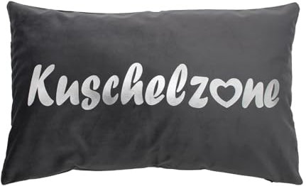 Moon Dekokissen Kuschelkissen ca. 30x50 cm in Samt-Optik mit Kuschelzone Design - anthrazit/Silber