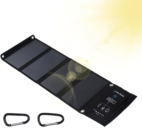 DC 5 V 28 W bärbar soltelefon laddare vattentät, solladdare, högeffektiv solpanels-laddare solkraftbank externt batteri för utomhusbruk för surfplattor och vandring, camping,