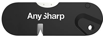 AnySharp - Taktischer Messerschärfer, Für Taschen-/Taktikmesser, Ideal für Camping & Angeln, Mit Feueranzünder & Diamantschleifstab, Schwarz, Einheitsgröße