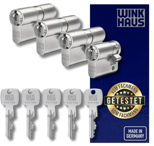 Winkhaus X-pert Profilzylinder, Knaufzylinder, Halbzylinder, Schließsystem Türzylinder Schließzylinder Zylinder Turschloss verschiedene Längen Set (4er Set | 3 Profilzylinder & 1 Halbzylinder)