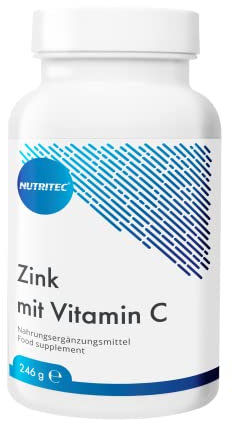 Nutritec 365 Zink mit Vitamin C Tabletten - hochdosiert mit 25 mg Zinc pro Tablette - 250 mg Vitamin C