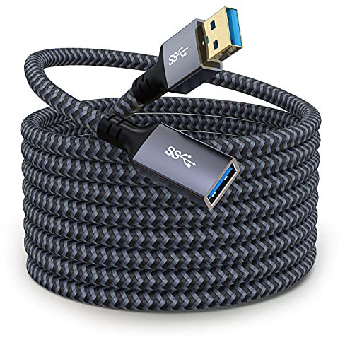 Hisatey USB Extension Cable 25 ft- USB3.0 Extension Cable,Durable Braided Design Type A Male to Female USB Extender for Printer,Keyboard,Mouse,Flash Drive
