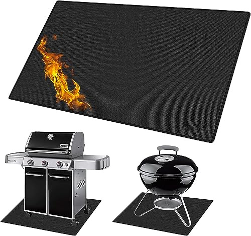 Bocguy Feuerfeste Unterlage Grill, 165 cm x 100 cm Grill Bodenmatten mit Glasfaser-Brandschutztechnologie, Grillmatte für Gasgrill Bodenschutz, Feuerbeständig, Wasserabweisend, Einfach zu Säubern