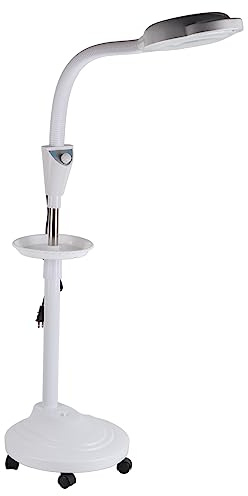 LED Tattoo Lampe, 8 fach vergrößernde Stehlampe mit verstellbarer Höhe, 120 Lampenperlen, 360° Drehung, 5 omnidirektionale Räder, Salon Kaltlicht für Wimpernverlängerung, Augenbrau (EU-Stecker 220 V)
