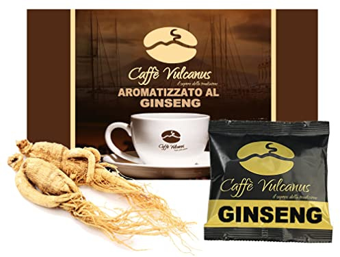Caffè Vulcanus - Café aromatisé en dosettes ESE standard de 44 mm (100 dosettes, Ginseng)