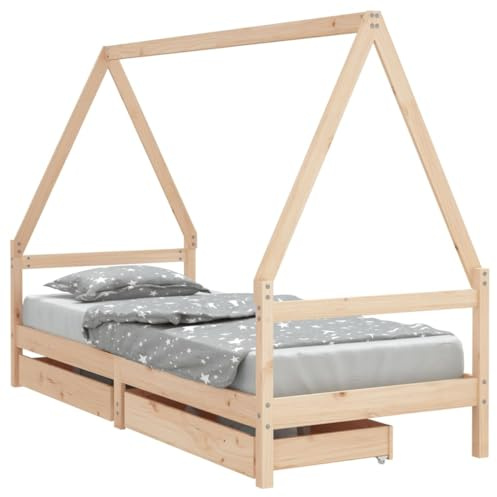 vidaXL Sängram för barnsäng m. lådor 90x200 cm massiv furu, barnsäng, småbarnssäng, barnsängar, säng för barn, barn enkelsäng, småbarn sängram