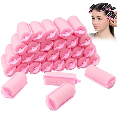 30 Pezzi Rulli per Capelli in Spugna, Bigodini Spugna 25 mm, Bigodini per Capelli Corti, Medi e Lunghi Nessun Danno per Capelli, Bigodini Morbidi Flessibili per Donne e Bambini Acconciatura Fai da Te