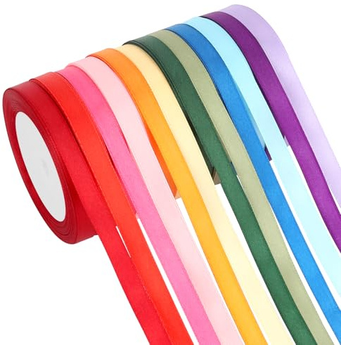 Geschenkband 12 Farben Satinband 10mm×23m Schleifenband Seidenband Stoffband Satinbänder Bunt Für DIY Handwerk Dekoband Zum Basteln Geschenkverpackung Geburtstag Blumenstrauß Ostergeschenke Party Deko