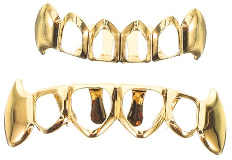 COLLBATH Goldener Zahngrill Fertige Mundgrill Zahnfach Dekor Für Falsche Zähne Hip-hop-mundgrills Mund-zahn Zahngrill Vergoldete Grills Zahnprothesen Für Ober Und Unterkiefer