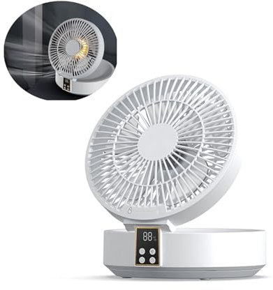 Ventilador de pie plegable, ventilador de escritorio silencioso, ventilador recargable portátil, ventiladores de mesa pequeños USB, batería recargable de 4000 mAh, con 3 velocidades para viajes white