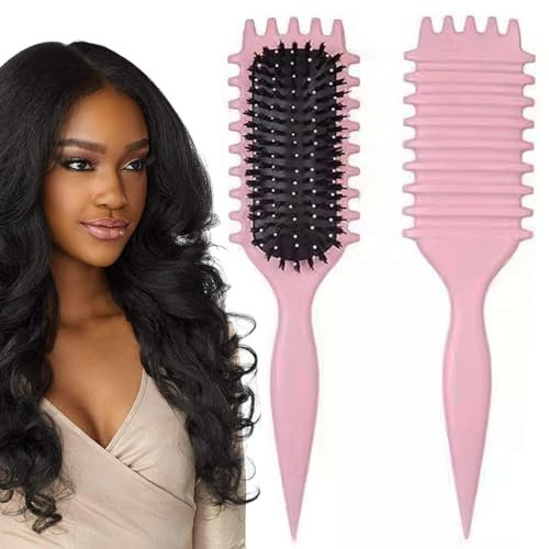 Lockenbürste, 2024Curl Defining Brush, Curl Defining Brush, zum Kämmen und Formen von Männern und Frauen (Pink)