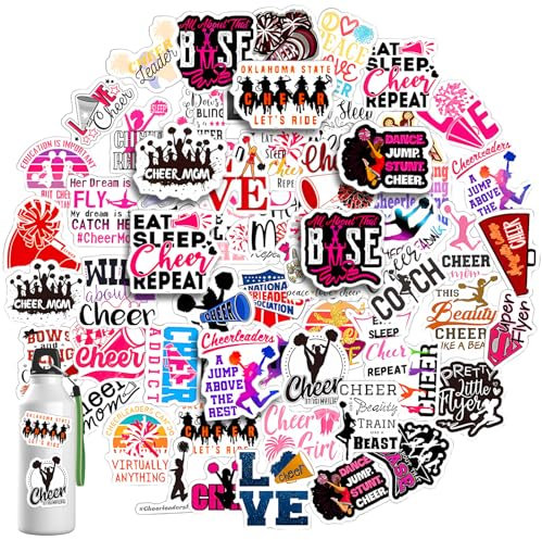 simarro 60 Stück Graffiti Cheerleading Stickers Set, Wasserfeste Cheerleader Aufkleber Sticker Aesthetic Aufkleber Laptop Telefon Gitarre Computer Vinyl Sport Stickers für Kinder Teenager Erwachsene
