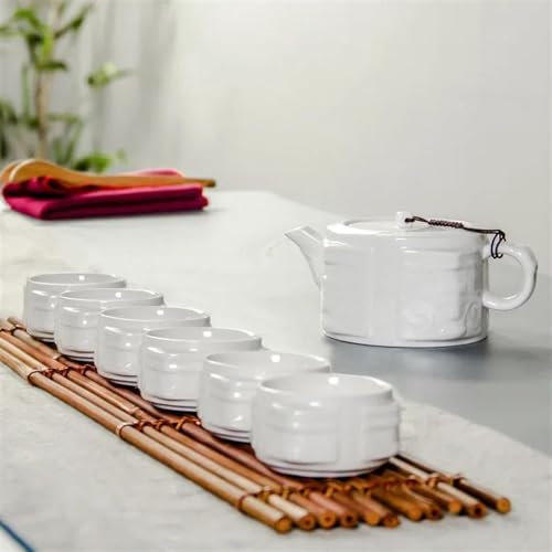 Service à thé en porcelaine blanche 6 pièces avec 1 théière Kung Fu Tasse à café créative pour adultes