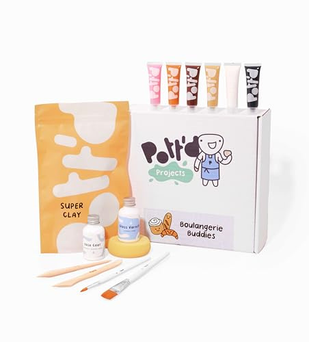 Pott'd Mini-Töpfer-Sets | Lufttrocknendes Töpferset für Erwachsene | Mit Farben, Töpferwerkzeugen und lufttrocknendem Ton ganz ohne Brennen | KOSTENLOSE Online-Anleitung | Perfekt für Anfänger