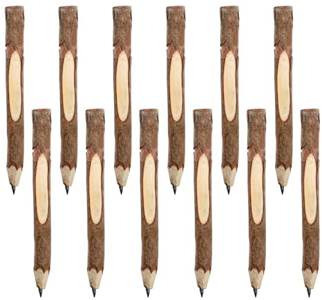 TNSLAND 12 Stück Holzbleistifte Zweig Holzstifte Bleistifte Mitgebsel Holzfällerlook Bleistifte Holz Stifte aus Graphit ökologisch Bleistift Personalisiert Stifte für Holz Set für Partygeschenk