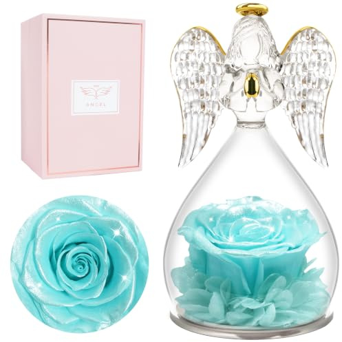 Miofula Rosa Stabilizzata Vera Regalo Donna, Rosa Eterna Angeli Regalo Mamma Nonna Compleanno,Rose Stabilizzate Angelo Regali Fidanzata Anniversario, Fiori Stabilizzati Regali Natale Festa della Mamma