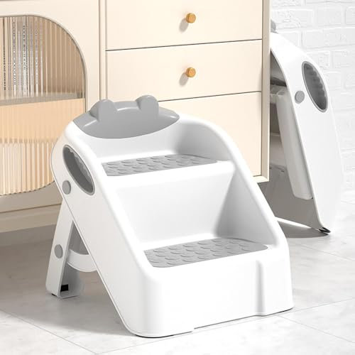 Sgabello per bambini, scaletta per WC, sgabello a 2 gradini per bambini, antiscivolo, anti-ribaltamento, sgabello pieghevole a 2 gradini per bambini