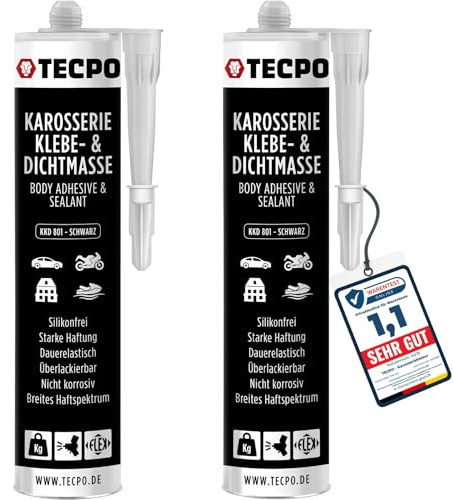 TECPO Karosseriekleber 370g Karosserie Kleber und Dichtmasse Klebstoff Dichtmittel silikonfrei dauerelastisch überlackierbar (2x 370 g)