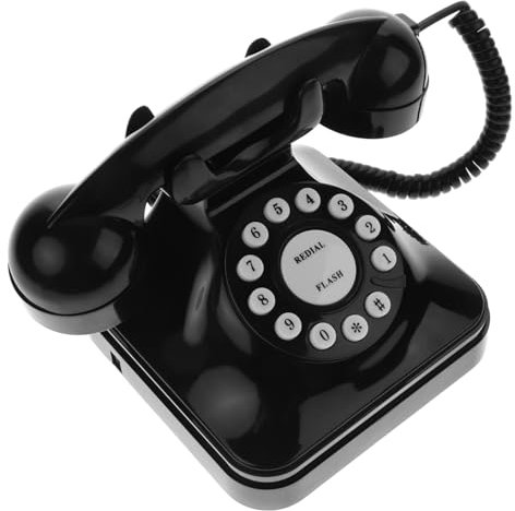 PRETYZOOM Téléphone Fixe Rétro Noir Ancien en Abs pour Bureau et Décoration Vintage Classique Élégant Style Rétro