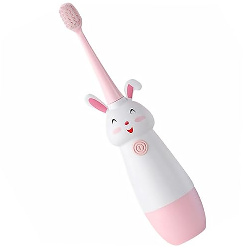 Cepillo de Dientes Eléctrico Vibración Sónica para Niños Rosa | Abs, Agarre Fácil y Mango Antideslizante, 3 Cabezales de Recambio, Diseño de Dibujos Animados