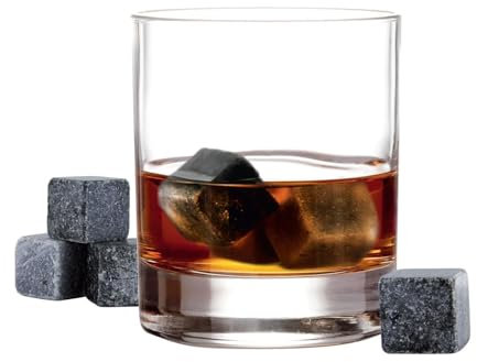 Whiskey-Steine Set – 9 Wiederverwendbare Kühlsteine mit Aufbewahrungsbeutel – Perfekt für Whiskey, Cocktails und Getränke – Kühlen ohne zu Verwässern – Anthrazit