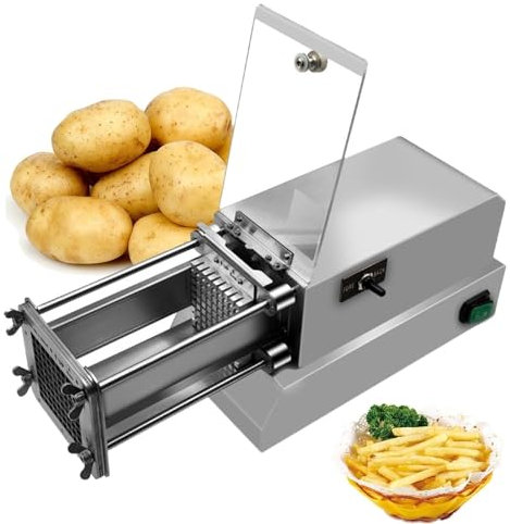 Electric French Fry Cutter, Stainless Steel Potato Chipper - Professional Commercial and Household Potato Slicer for Potatoes, Onions, Carrots