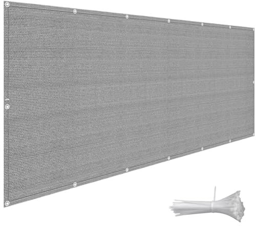 Balkonzaunabdeckung, 1,5 x 9 m, UV-beständig, HDPE-Schild für Garten, Outdoor, Sichtschutzwand, mit Kabelbindern, grau, für Balkon