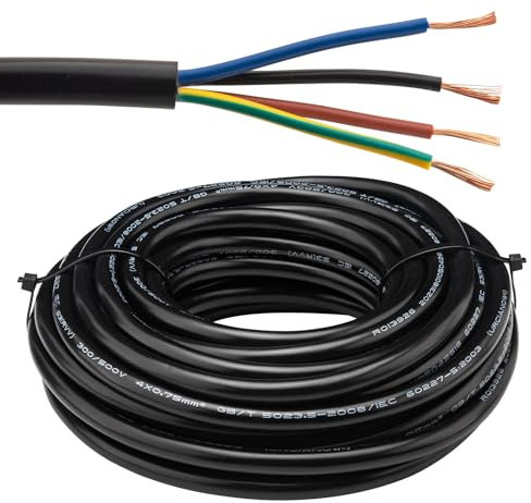 Urcianow Câble électrique RVV 4x0.75mm² 10Mètres - 18AWG 300/500V 7,5A pour Systèmes d'Alarme Antivol, Interphone - Fil Souple PVC avec 38 Brins Cuivre Sans Oxygène